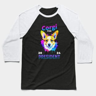 Corgi President Baseball T-Shirt